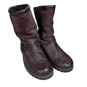 UGG Australia Mid Calf Boots Womens 8 Brown Leather Suede Sheepskin Lined 11164